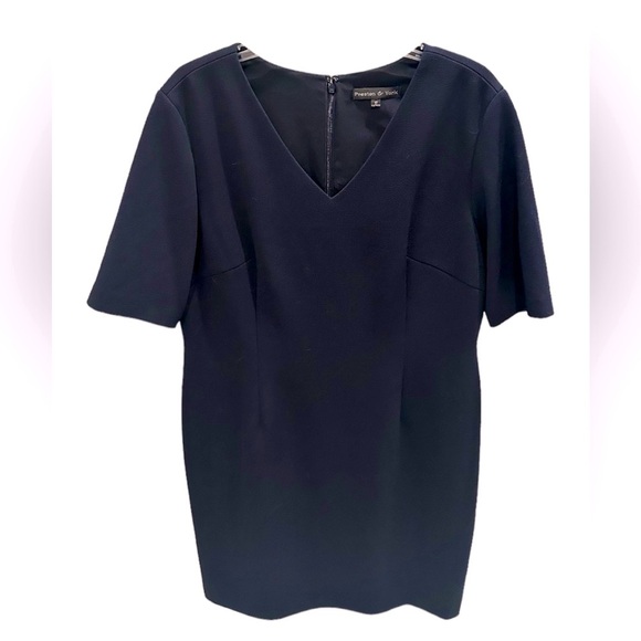 Preston & York Women’s Plus Navy Blue Cocktail Dress V-Neck Sleeves Size 18 - Picture 1 of 3